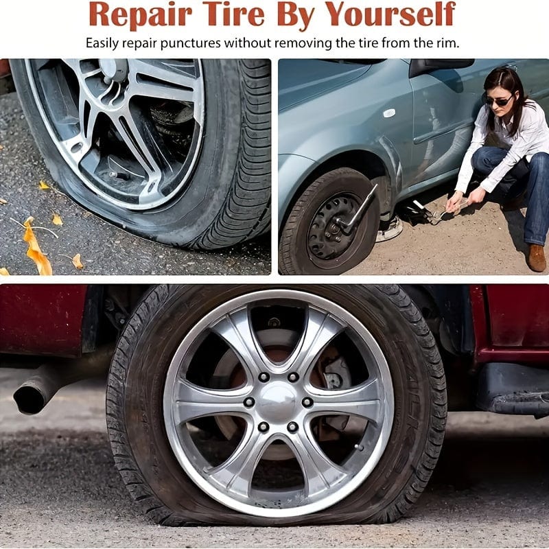 5pcs/6pcs Auto Reifen Reparatur Werkzeug Set Kleber Gummi Streifen Werkzeuge Für Motorrad Fahrrad Schlauchlose Reifen Durchstich Schnelle Reparaturset, Outdoor Fahrzeug Erste Hilfe
