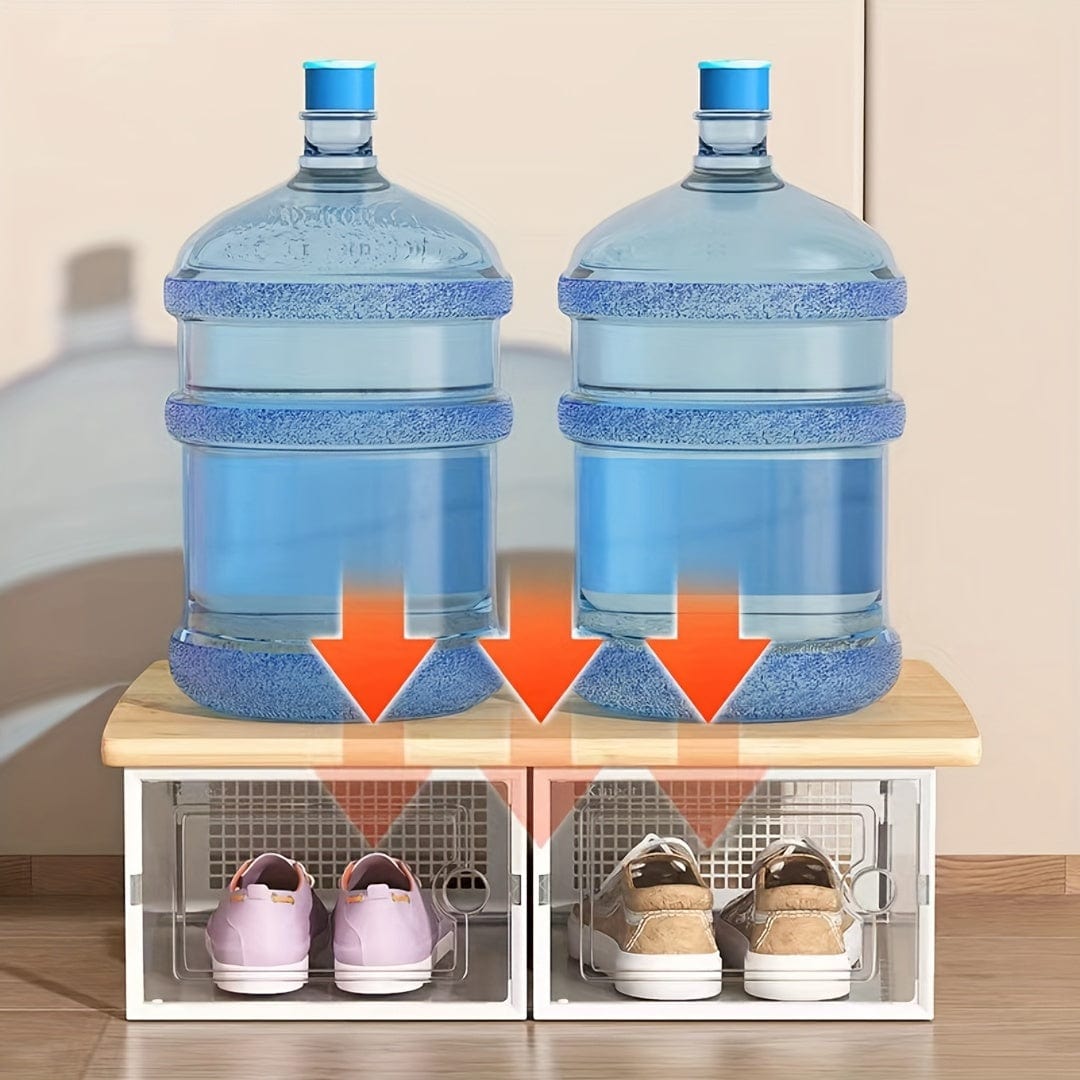 6 Stück transparente Schuhboxen mit Deckel, faltbarer stapelbarer Schuhregal in freier Kombination, verstärkter Kunststoff-Sneaker-Behälter, platzsparender Lagerorganisator für Eingangsbereich, Schlafzimmer, Zuhause, Wohnheim