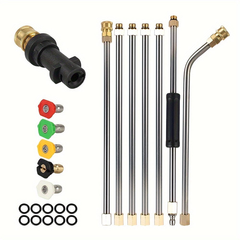 1 Set Hochwertiger Auto-Wäsche mit Verlängerung Hochdruckpistole Düse für Karcher K2 - K7 Dachreiniger Verlängerungsrohr Schaum Waschlanze Düsen-Set Autozubehör