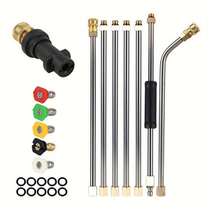 1 Set Hochwertiger Auto-Wäsche mit Verlängerung Hochdruckpistole Düse für Karcher K2 - K7 Dachreiniger Verlängerungsrohr Schaum Waschlanze Düsen-Set Autozubehör