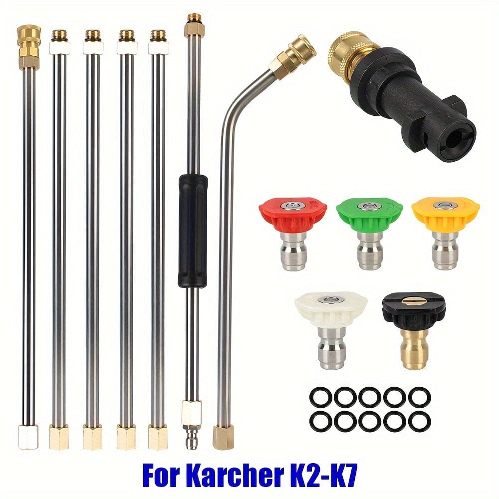 1 Set Hochwertiger Auto-Wäsche mit Verlängerung Hochdruckpistole Düse für Karcher K2 - K7 Dachreiniger Verlängerungsrohr Schaum Waschlanze Düsen-Set Autozubehör