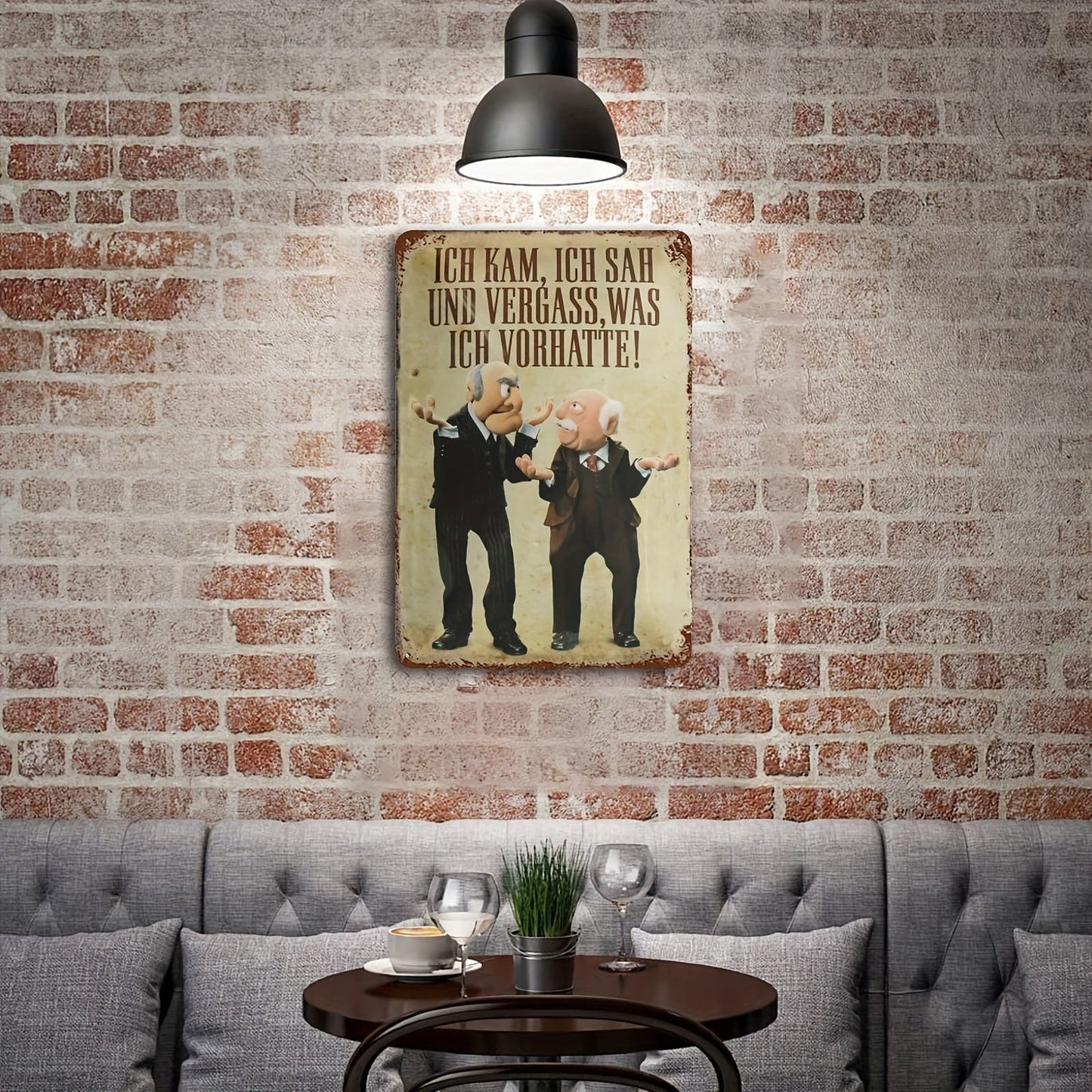 1pc Aluminium Metallschild, Ich Kam, Sah Und Vergass Was Ich Vorhatte Spruch Blechschild, Für Zuhause Man Cave Wohnzimmer Café Club Pub [Deutsche Sprache] 8*12Zoll (20*30cm)