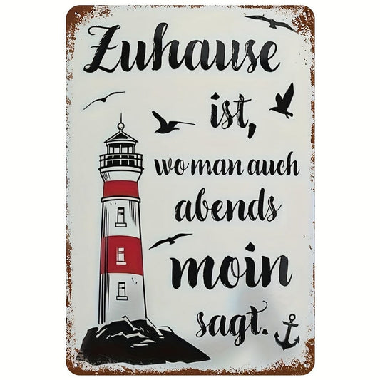 1 Stück Retro Metall Aluminium Zeichen, Lustige Leuchtturm Wandkunst Dekor, Eisenmalerei, Vintage Logo Garage Wanddekoration, Café Bar Wohnzimmer Wanddekoration Platte