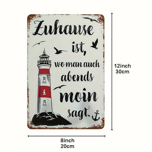 1 Stück Retro Metall Aluminium Zeichen, Lustige Leuchtturm Wandkunst Dekor, Eisenmalerei, Vintage Logo Garage Wanddekoration, Café Bar Wohnzimmer Wanddekoration Platte