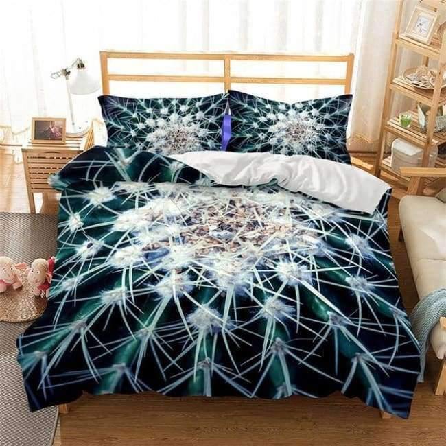 3D Bettwäsche Set Kaktusdruck Bettbezug Set lebensechte Bettwäsche mit Kissenbezug Bett Set Heimtextilien #2-7