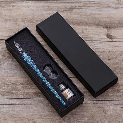 Glas Dip Pen Unterschriftenstift Füllfederhalter Büro Geschäft Schule Schreibwaren Geschenkset Stift + Tinte Set