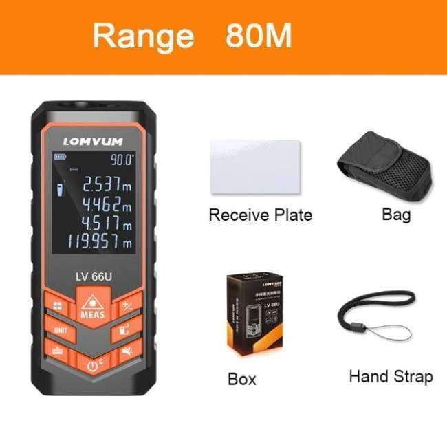 LOMVUM Battery-Powered Auto-Leveling Laser Distance Meter Multifunctional Distance Measuring Device Night Vision Laser Distance Meter Tool