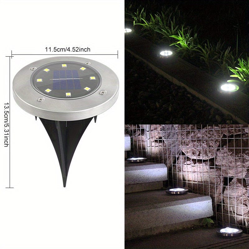 4 Stück Solar Bodenlichter 8 LEDs Solar Gartenlichter Außen Wasserdicht Gehweg Disk Bright In-Ground Landschaftsbeleuchtung Für Rasen Patio Weg Yard Stufen Deck Gehweg Licht (Warm Weiß)