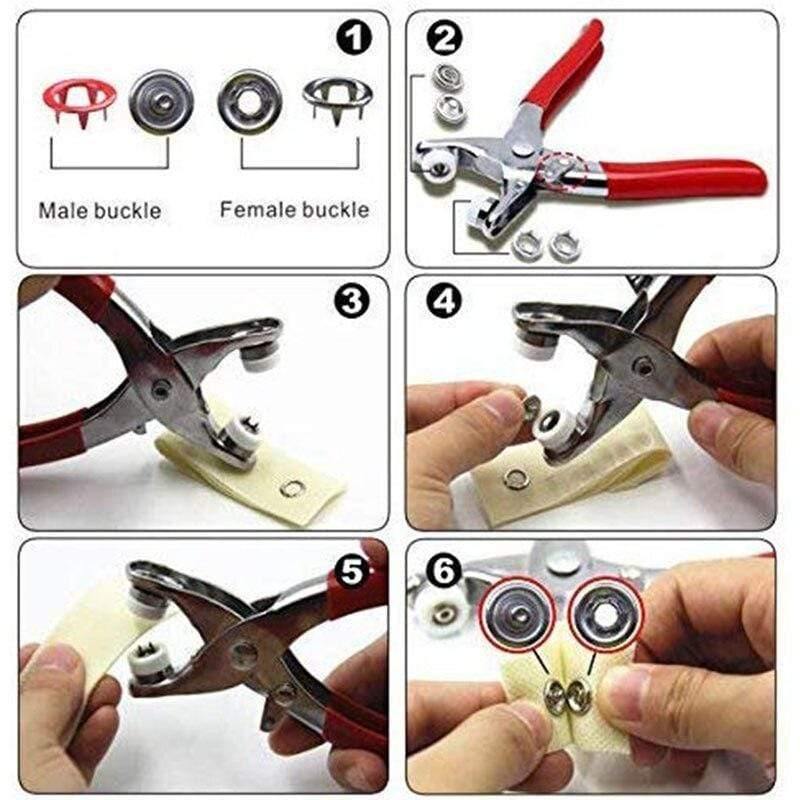 9.5mm 100/150/200 Sets 10 Colors Metal Sewing Buttons Snap Ring Press Buttons Snap Fasteners + Clip Pliers, Fasteners for Clothing