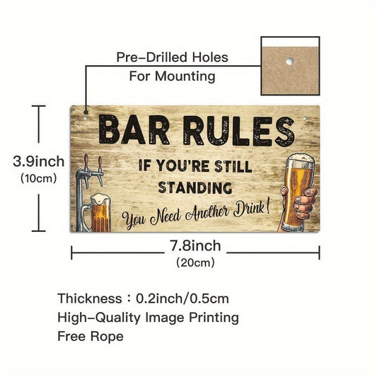 1 Stück, Bar Regeln Holzschild, Hängendes Holzschild (10 cm*20 cm/4 in*8 in), Holzetikett, Schild Deko Wandkunst, Wanddeko, Raumdeko, Wohnkultur, Restaurantdeko, Bardeko, Cafékultur, Garagendeko