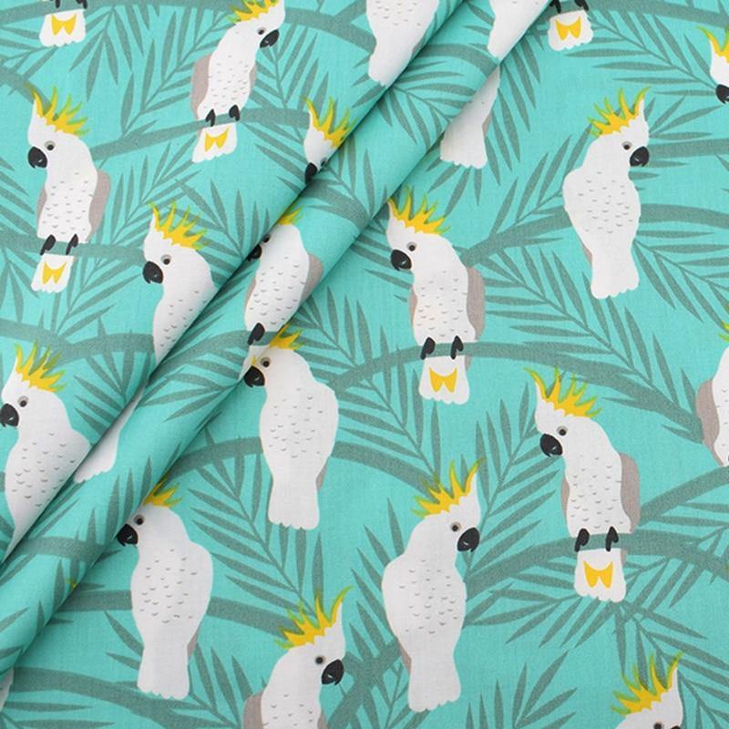 Cartoon Jungle Parrot Series, Printed Twill Cotton Fabric, For DIY Sewing Quilting Baby and Kids Bedding Material