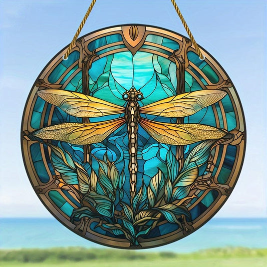 1 Stück, Libellen Sonnenfänger, Bunte Fensterdeko, Runde Acryl, Wanddekoration, Feiertagsveranstaltungsdekoration, Außendekoration, Wohnungsdekoration, Wohnzimmerdekoration (5.9×5.9 Zoll 15CM ×15CM)