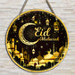 1 Stück Rund Holz Hängeschild, Ramadan Holz Hängeplakette, Eingangs Tür Veranda Wohnzimmer Schlafzimmer Heim Dekoration, Rustikale Wand Kunst Deko, Innen und Außen Frühling Dekor, Eid al-Adha Dekoration