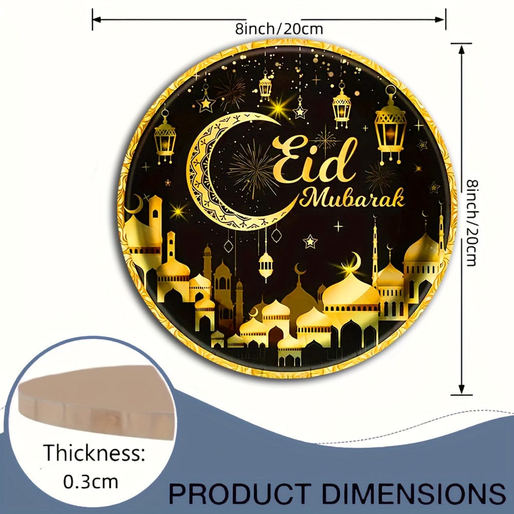 1 Stück Rund Holz Hängeschild, Ramadan Holz Hängeplakette, Eingangs Tür Veranda Wohnzimmer Schlafzimmer Heim Dekoration, Rustikale Wand Kunst Deko, Innen und Außen Frühling Dekor, Eid al-Adha Dekoration