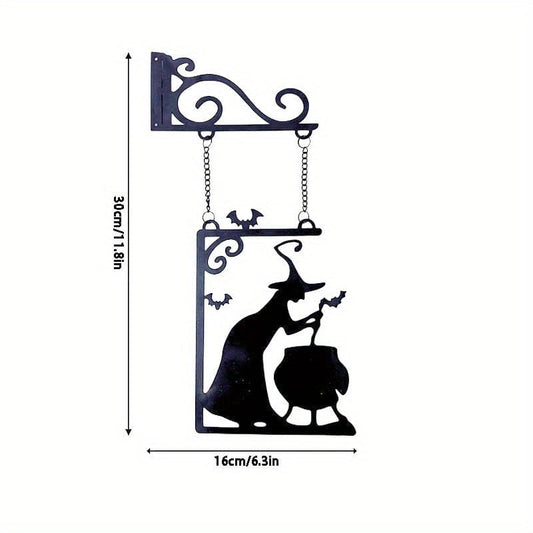 1 Stück, Hexen Kessel Silhouette Metall Anhänger, Leaky Cauldron Metall Zeichen Wand Silhouette Wandbild, Hexen Statue Türrahmen Dekoration, Hängende Wand Kunst Heimdekoration Für Gartenparty Dekor Perfekte Halloween Geister Türrahmen Dekor