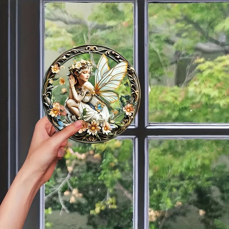 Elf Fee Dekorative Fensterkunst Acryl Sonnenfänger 8×8in/20x20cm für Raum Szene Bar Sommer Urlaub Geschenk