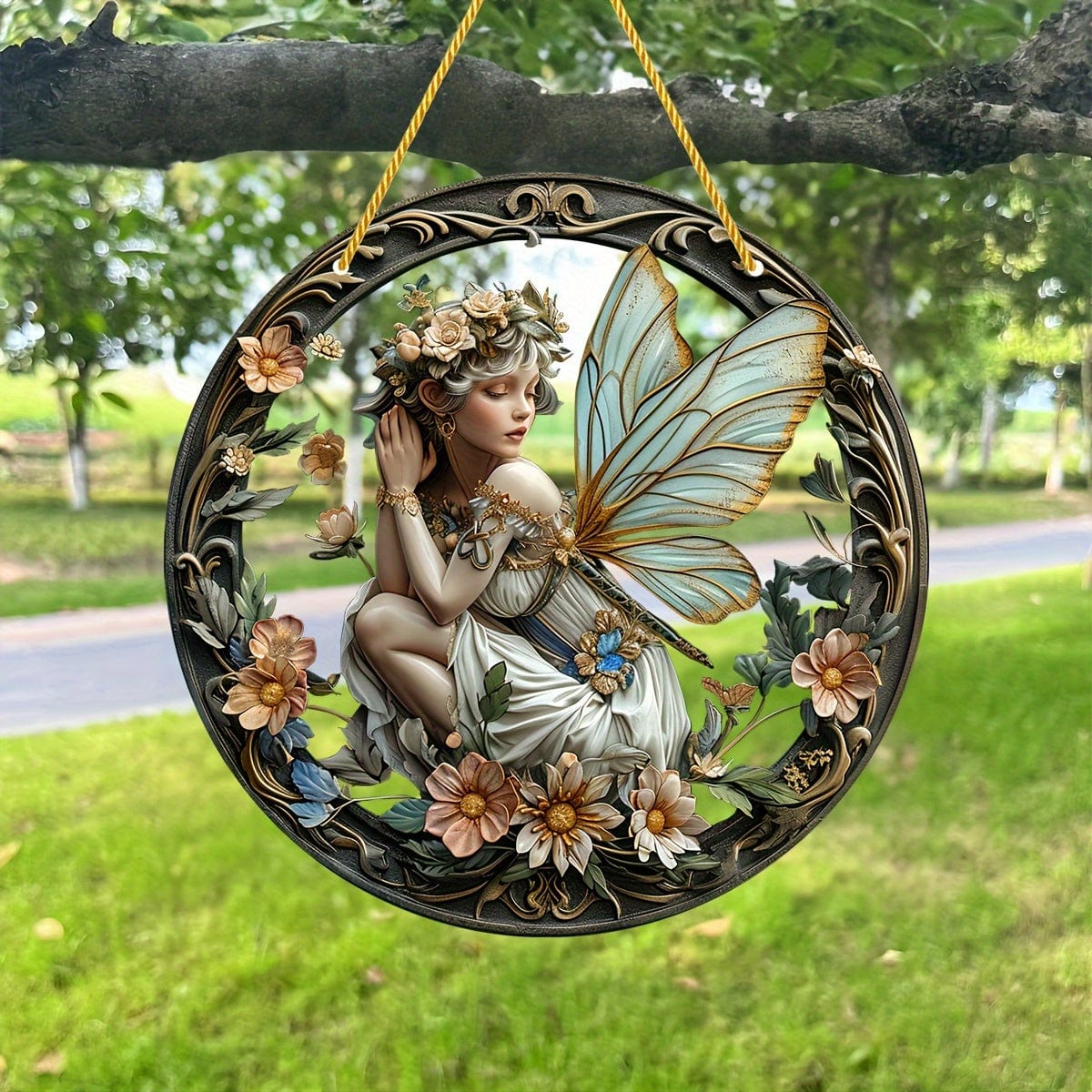 Elf Fee Dekorative Fensterkunst Acryl Sonnenfänger 8×8in/20x20cm für Raum Szene Bar Sommer Urlaub Geschenk