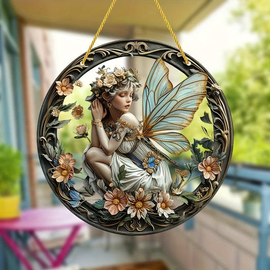 Elf Fee Dekorative Fensterkunst Acryl Sonnenfänger 8×8in/20x20cm für Raum Szene Bar Sommer Urlaub Geschenk