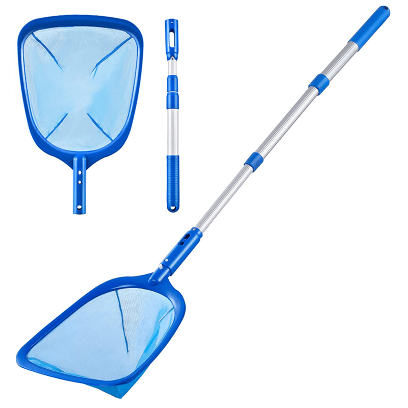 1 Stück Pool Skimmer Poolnetz 3-teilige Stange, Pool Skimmer Netz mit feinem Maschengewebe, teleskopische Aluminiumstange, Kunststoffrahmen, ultrafeiner Pool Skimmer für Teiche, Fischteich, Whirlpool, 17"x35"