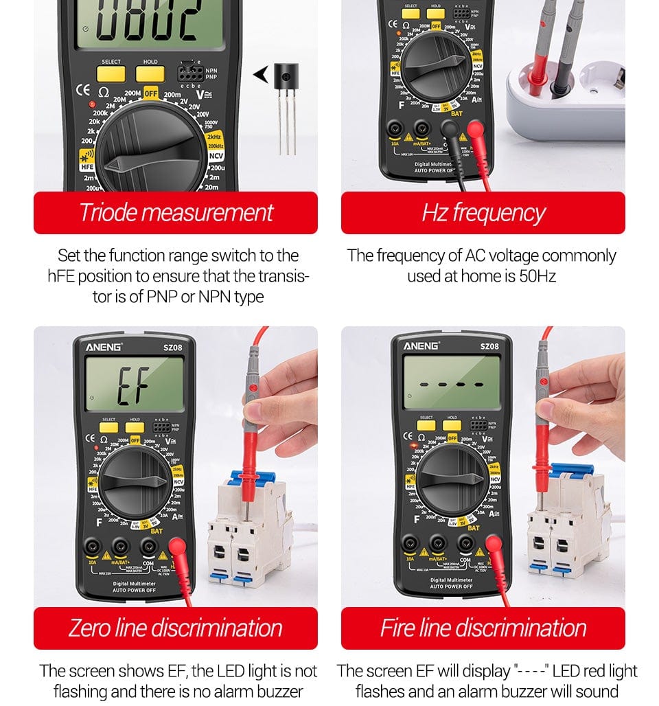 ANENG SZ08 Digital Multimeter ultra-thin memory professional multimeter auto voltmeter AC DC 220V resistance portable tester