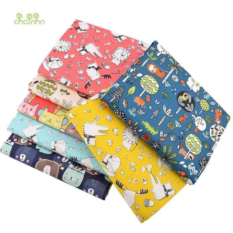 Animal Protection Kingdom Cartoon Series, Printed Twill Cotton Fabric, Patchwork Fabric for DIY Sewing Quilting Baby & Kids Material, 40x50cm