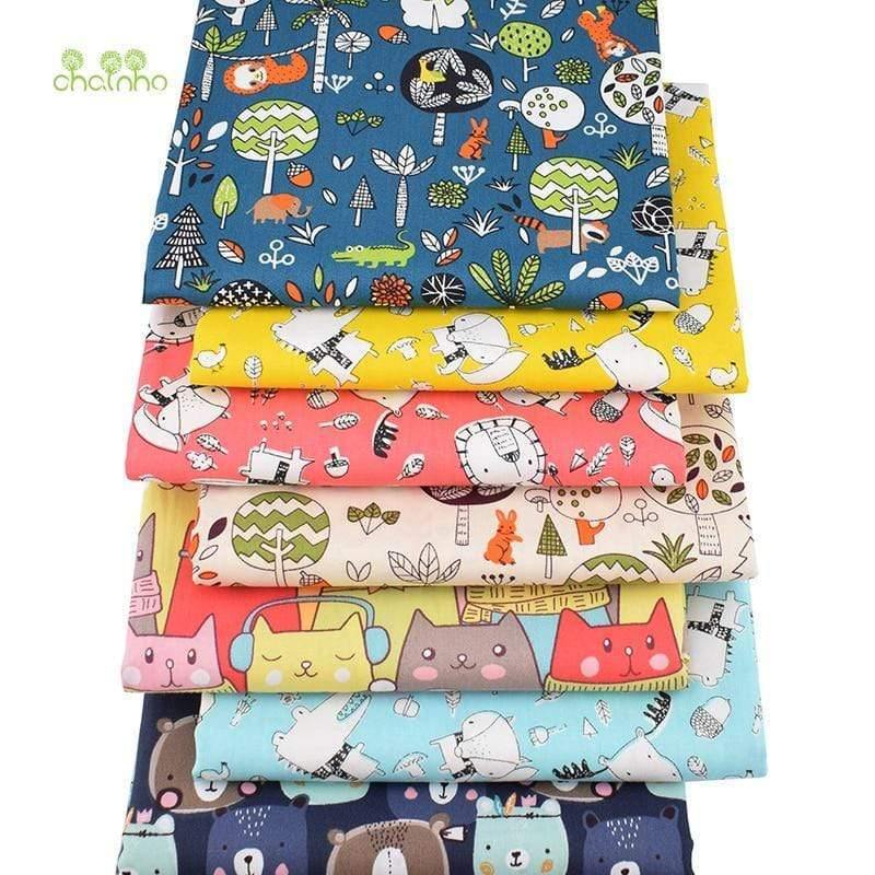 Animal Protection Kingdom Cartoon Series, Printed Twill Cotton Fabric, Patchwork Fabric for DIY Sewing Quilting Baby & Kids Material, 40x50cm