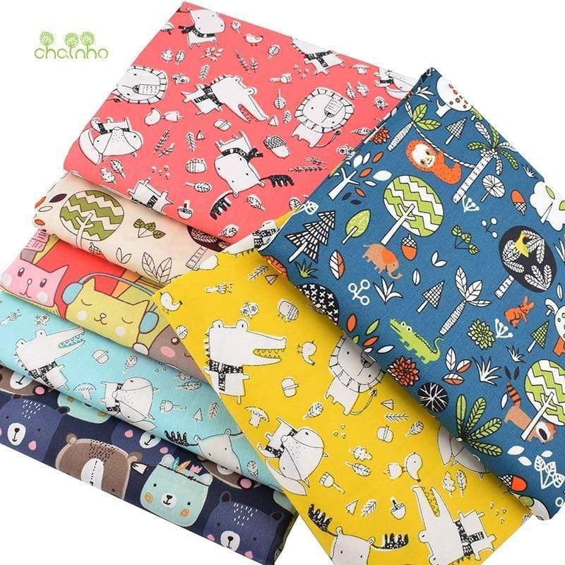 Animal Protection Kingdom Cartoon Series, Printed Twill Cotton Fabric, Patchwork Fabric for DIY Sewing Quilting Baby & Kids Material, 40x50cm