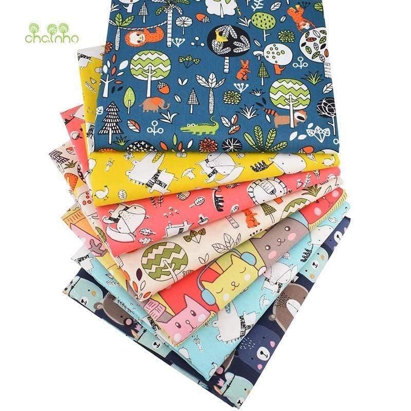 Animal Protection Kingdom Cartoon Series, Printed Twill Cotton Fabric, Patchwork Fabric for DIY Sewing Quilting Baby & Kids Material, 40x50cm