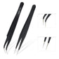 TOP quality stainless steel tweezers rainbow color straight bend ESD multifunction eyelash curlers for nail sewing DIY