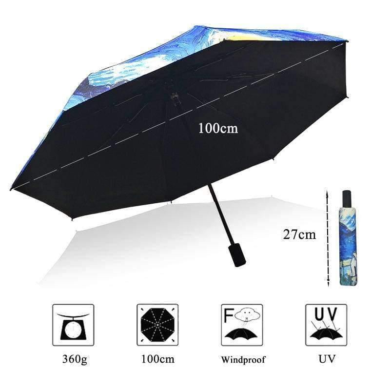 Art Sakura Umbrella Women Van Gogh Painting Folding Umbrella Rain Women Windproof Anti-UV Sun Umbrella YHS03