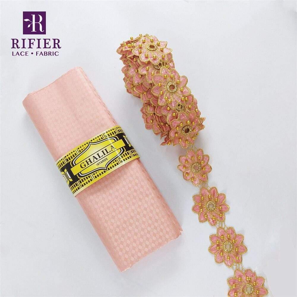 5 Yards Embroidered Lace Trim with 5 Yards Bazin Riche Getzner for African Women's Everyday Dresses Sewing Decoration Lace