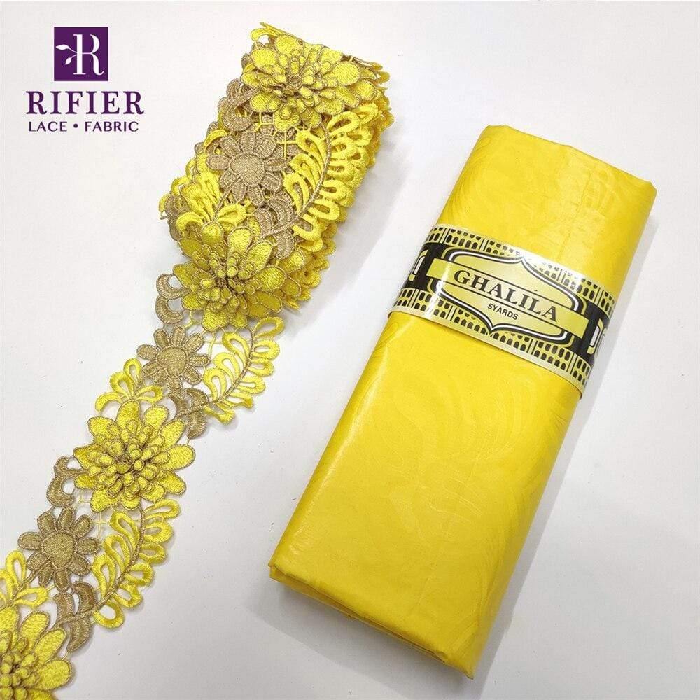 5 Yards Embroidered Lace Trim with 5 Yards Bazin Riche Getzner for African Women's Everyday Dresses Sewing Decoration Lace