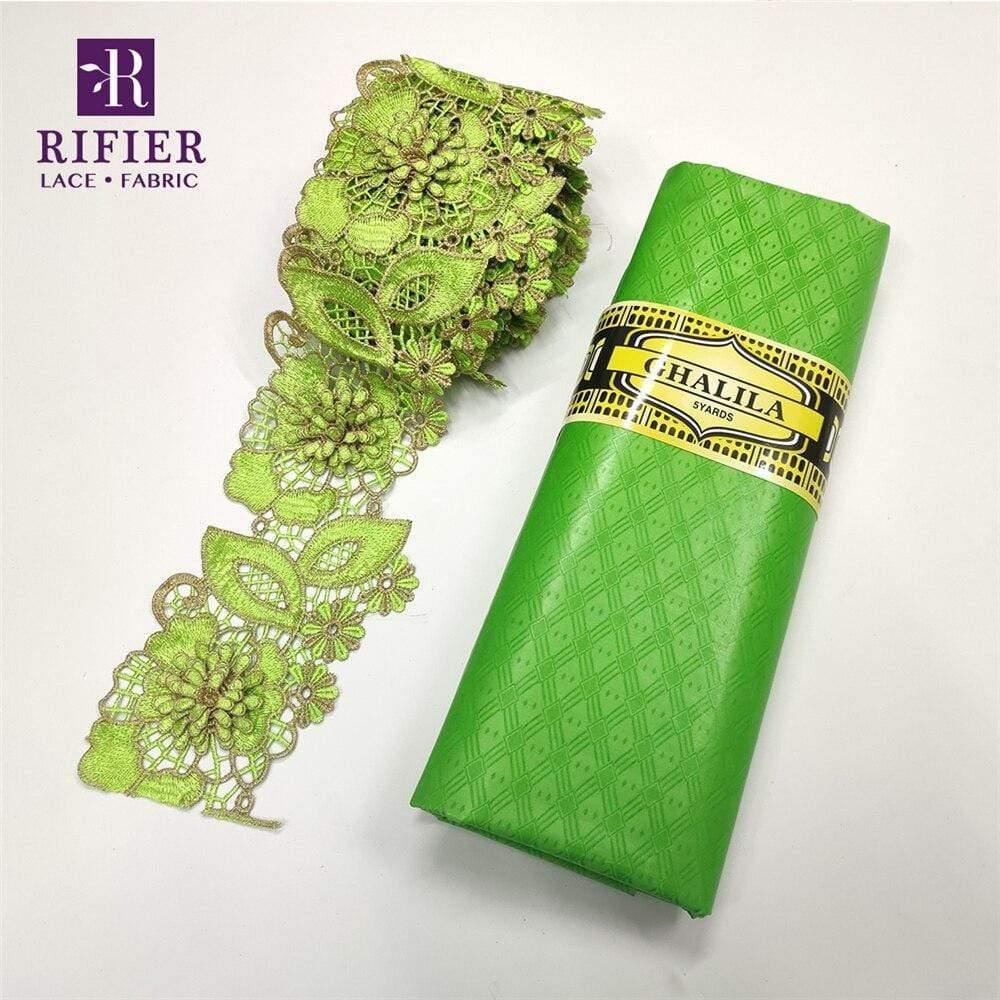 5 Yards Embroidered Lace Trim with 5 Yards Bazin Riche Getzner for African Women's Everyday Dresses Sewing Decoration Lace