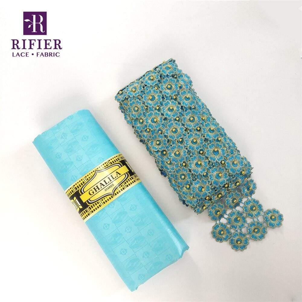 5 Yards Embroidered Lace Trim with 5 Yards Bazin Riche Getzner for African Women's Everyday Dresses Sewing Decoration Lace