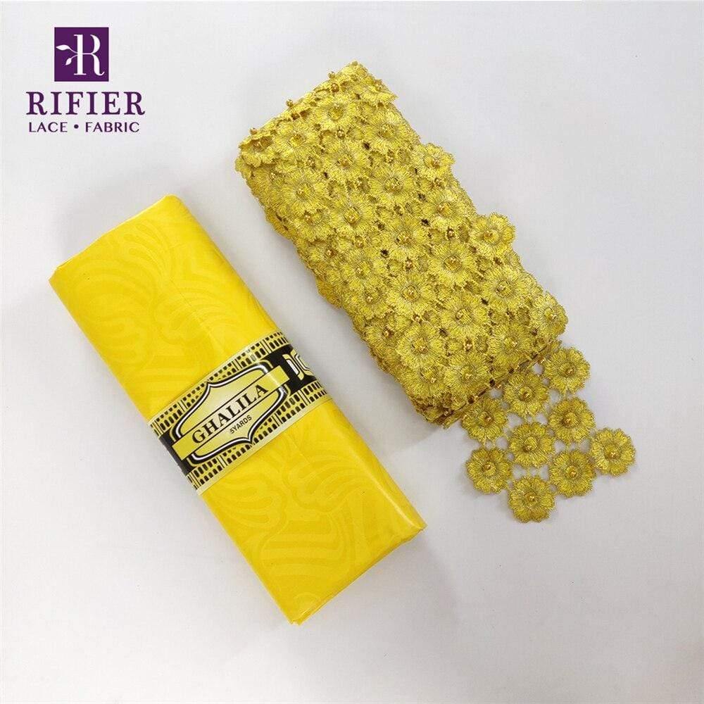 5 Yards Embroidered Lace Trim with 5 Yards Bazin Riche Getzner for African Women's Everyday Dresses Sewing Decoration Lace