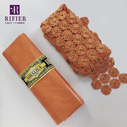 5 Yards Embroidered Lace Trim with 5 Yards Bazin Riche Getzner for African Women's Everyday Dresses Sewing Decoration Lace