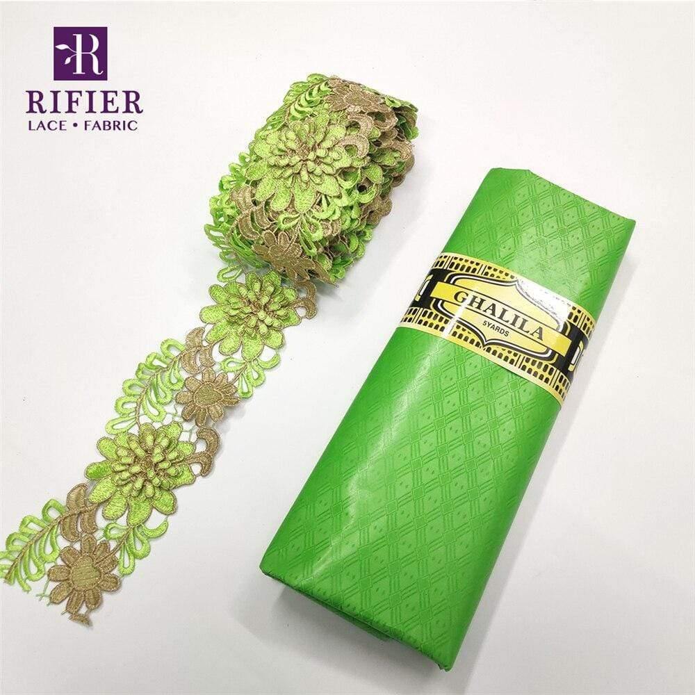 5 Yards Embroidered Lace Trim with 5 Yards Bazin Riche Getzner for African Women's Everyday Dresses Sewing Decoration Lace