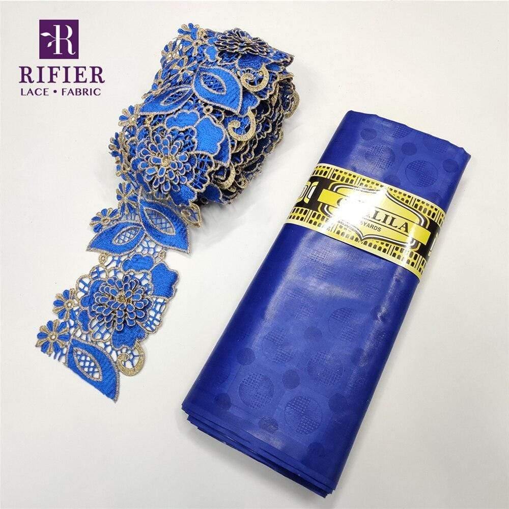 5 Yards Embroidered Lace Trim with 5 Yards Bazin Riche Getzner for African Women's Everyday Dresses Sewing Decoration Lace