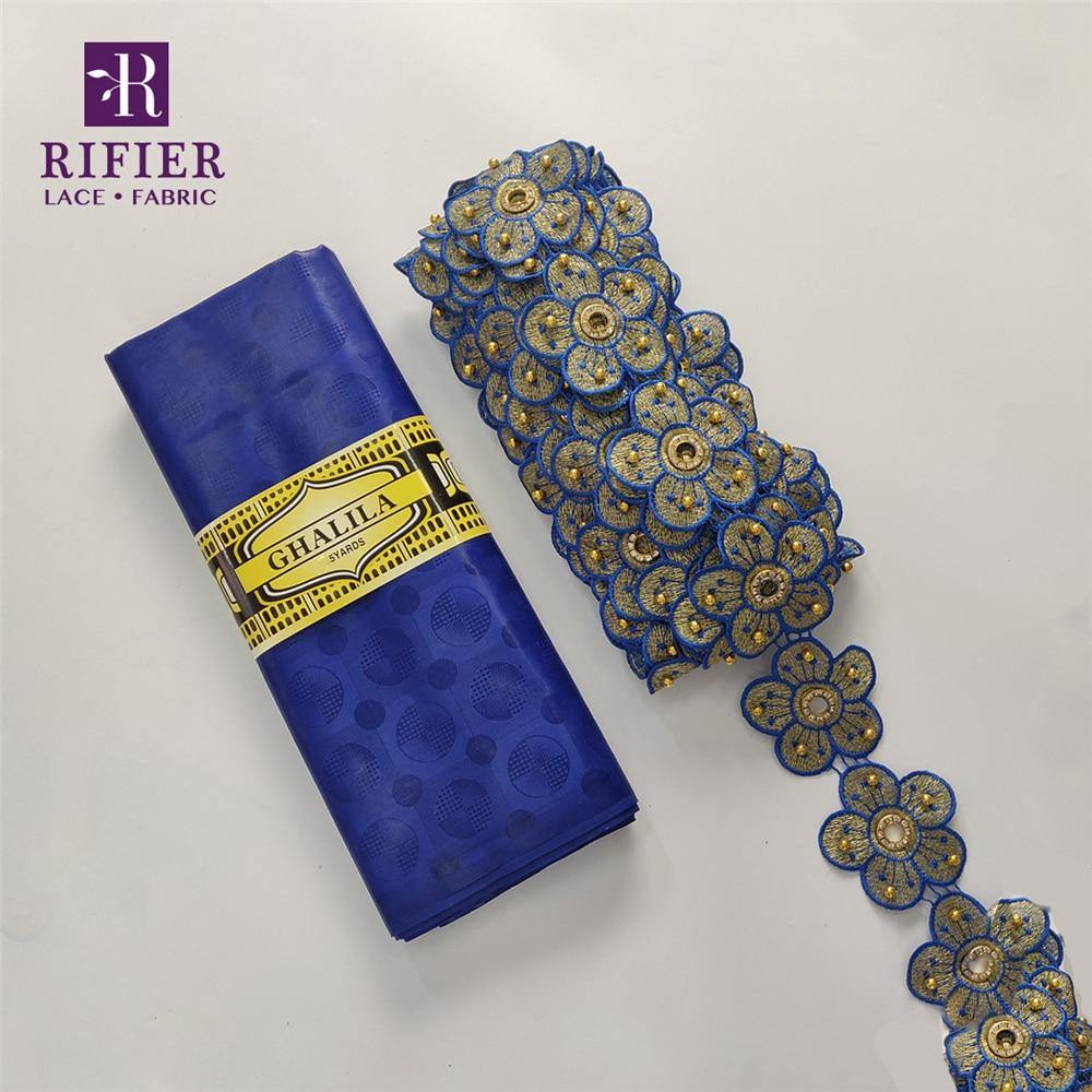 5 Yards Embroidered Lace Trim with 5 Yards Bazin Riche Getzner for African Women's Everyday Dresses Sewing Decoration Lace