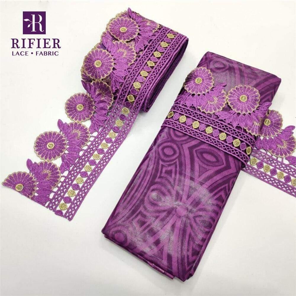 5 Yards Embroidered Lace Trim with 5 Yards Bazin Riche Getzner for African Women's Everyday Dresses Sewing Decoration Lace