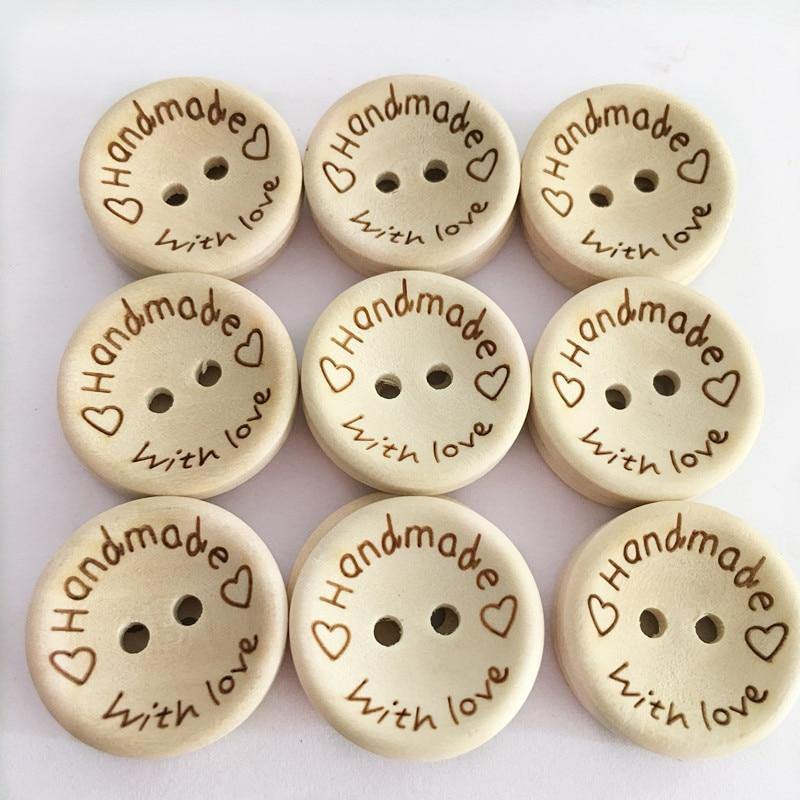 100 pieces/pack wooden buttons clothing decoration wedding decor handmade letter love DIY crafting scrapbooking for sewing accessories