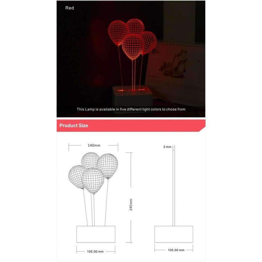 Balloon Novelty USB Touch 3D Nachtlicht Dreidimensionale Dimmbar Led Schreibtischlampe als Wohnkultur Tischlampe