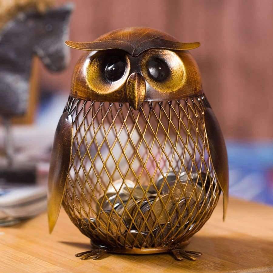 Bank Eule Form Figur Figurine Sparschwein Geldbox Metall Münzbox Sparbox Wohnkultur Handwerk Geschenk Für Münzen