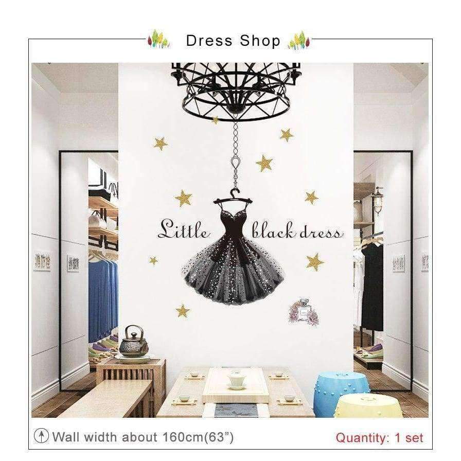 Baroque Waltz Wall Sticker Decoration For Clothing Store Decor DIY Wall Tattoo Commercial Space decorative QTM363-4