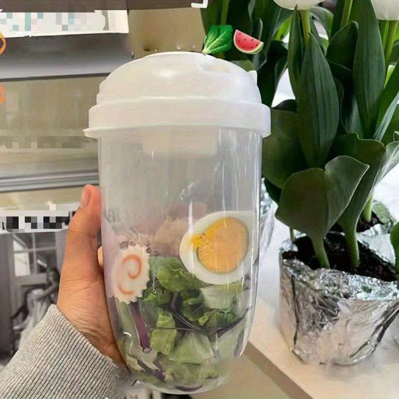 1 Stück, Frischer Salatbecher, Fit halten Salat Mahlzeiten Shaker Becher, 1000ml/33.81oz, Tragbarer Obst Gemüse Milchbecher, 19.99cm X 5.92cm