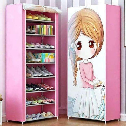 3D Landschaft 9-schichtig 8-gitter Schuhschrank Vliesstoffe großer Schuhregal-Organizer abnehmbarer Schuhaufbewahrung für Möbel zu Hause