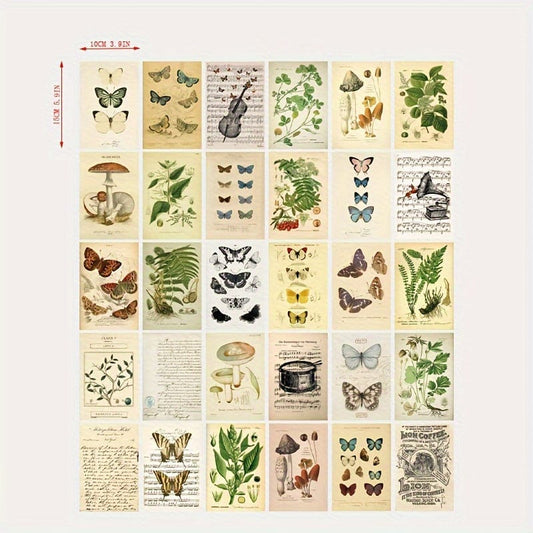 30 Stück/Set Bio-Postkarten Botanische Abteilung Wandaufkleber, Raumdekorationskarten, Schöne Karten, 9.91cm*14.99cm