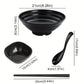 1 Set Ramen Schüssel Set mit Essstäbchen Löffel Teller, asiatische schwarze Schalen für Suppe, Reisnudeln, Ramen, Instantnudeln, für Zuhause Küche Restaurant Hotel, Küchenbedarf, Geschirr Zubehör