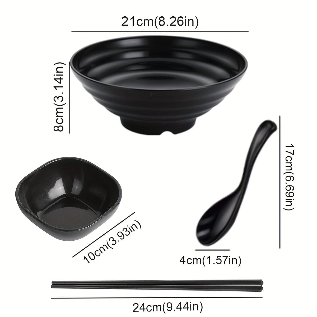 1 Set Ramen Schüssel Set mit Essstäbchen Löffel Teller, asiatische schwarze Schalen für Suppe, Reisnudeln, Ramen, Instantnudeln, für Zuhause Küche Restaurant Hotel, Küchenbedarf, Geschirr Zubehör