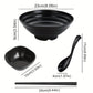 1 Set Ramen Schüssel Set mit Essstäbchen Löffel Teller, asiatische schwarze Schalen für Suppe, Reisnudeln, Ramen, Instantnudeln, für Zuhause Küche Restaurant Hotel, Küchenbedarf, Geschirr Zubehör